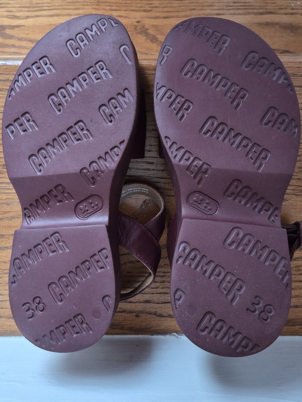 Camper Ankle Strap Lightweight Wedge Sandals in Burgundy 38EU / 7.5US - Picture 11 of 14